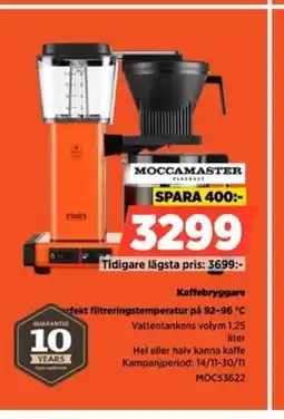 Power Moccamaster kaffebryggare rfekt filtreringstemperatur på 92-96 °c erbjuda