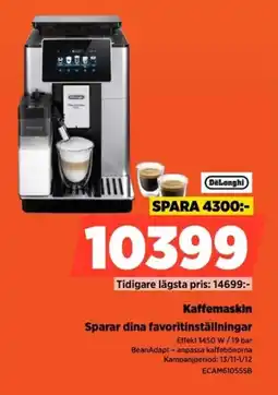 Power Delonghi kaffemaskin sparar dina favoritinställningar erbjuda