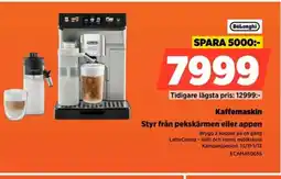 Power Delonghi kaffemaskin styr från pekskärmen eller appen erbjuda