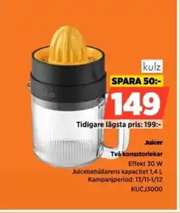 Power Kulz juicer två konsstorlekar erbjuda