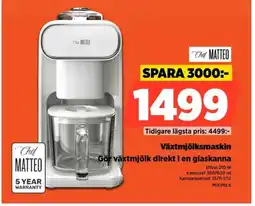 Power Chef matteo växtmjölksmaskin gör växtmjölk direkt i en glaskanna erbjuda