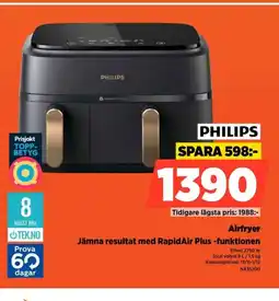 Power PHILIPS Airfryer Jämna resultat med RapidAir Plus -funktionen erbjuda