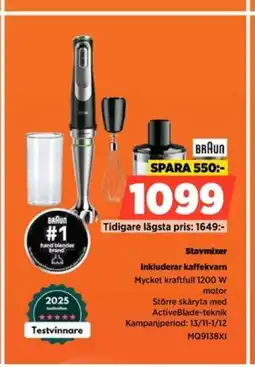 Power BRAUN Stavmixer Inkluderar kaffekvarn erbjuda