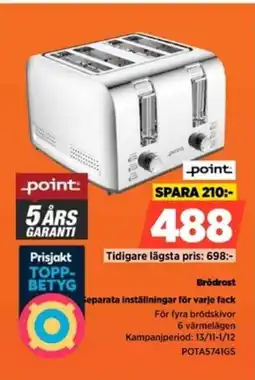 Power point Brödrost separata inställningar för varje fack erbjuda