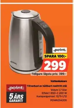 Power Point vattenkokare tillverkad av hållbart rostfritt stål erbjuda