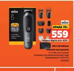 Power BRAUN Allt-i-ett-trimmer Vattentät med AquaGrip erbjuda