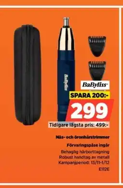 Power BaByliss Näs- och öronhårstrimmer Förvaringspåse ingår erbjuda