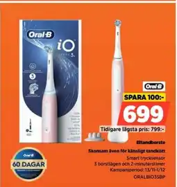 Power Oral-B Eltandborste Skonsam även för känsligt tandkött Smart trycksensor erbjuda