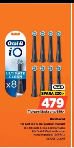 Power Oral-B Borsthuvud Tar bort 100% mer plack än manuell erbjuda