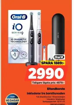 Power Oral B Eltandborste Inkluderar tre borsthuvuden erbjuda