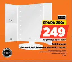 Power NOOA Sminkspegel Drivs med AAA-batterier eller USB-C-kabel erbjuda