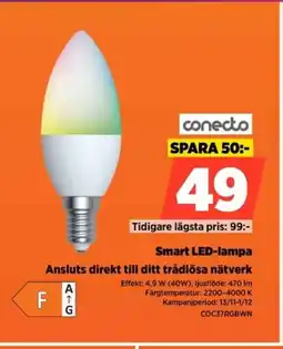 Power Conecto smart led-lampa ansluts direkt till ditt trådlösa nätverk erbjuda