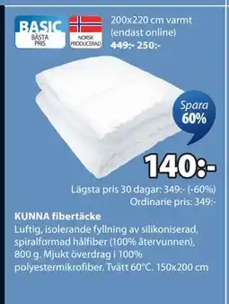 JYSK KUNNA fibertäcke erbjuda