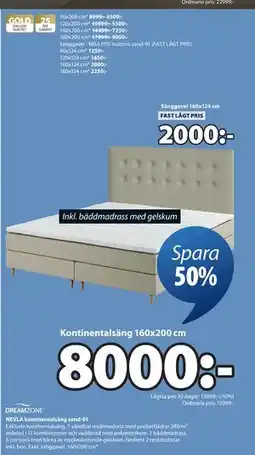 JYSK NEVLA kontinentalsäng sand-91, SEK 8000 erbjuda