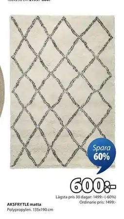 JYSK AKSFRYTLE matta, SEK 600 erbjuda