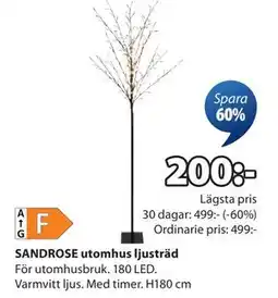 JYSK SANDROSE utomhus ljusträd, SEK 200 erbjuda