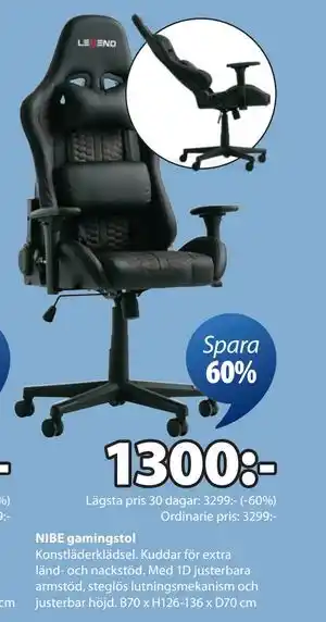 NIBE gamingstol, SEK 1300