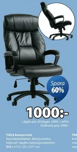 TJELE kontorsstol, SEK 1000