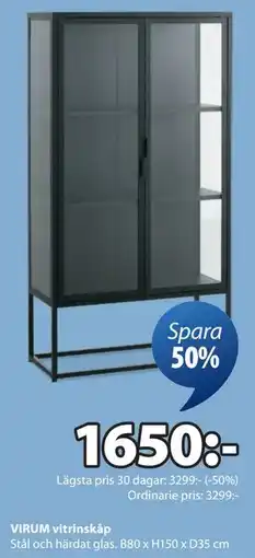 JYSK VIRUM vitrinskåp, SEK 1650 erbjuda