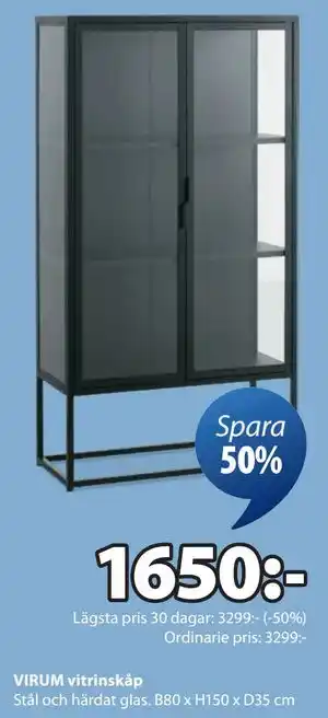 JYSK VIRUM vitrinskåp, SEK 1650 erbjuda