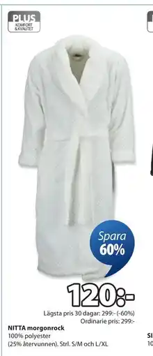 JYSK NITTA morgonrock, SEK 120 erbjuda