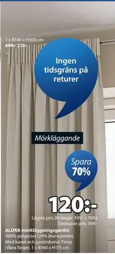 JYSK ALDRA mörkläggningsgardin erbjuda