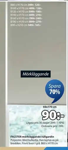 JYSK FALSTER mörkläggande rullgardin erbjuda
