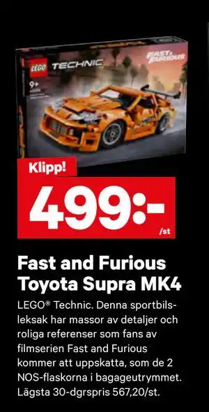 City Gross Fast and Furious Toyota Supra MK4, SEK 499 erbjuda