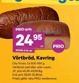 City Gross Vörtbröd, Kavring, Pris i appen erbjuda