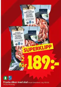 ICA Supermarket Royal Greenland Frysta räkor med skal erbjuda