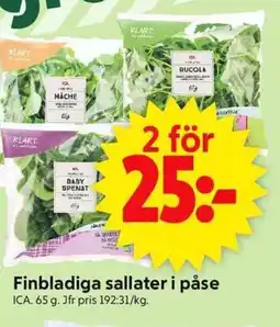 ICA Supermarket ICA Finbladiga sallater i påse erbjuda