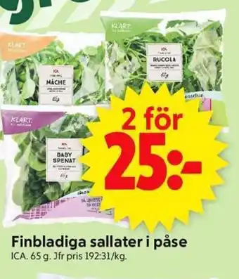 ICA Supermarket ICA Finbladiga sallater i påse erbjuda