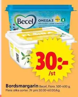 ICA Supermarket Becel, Flora Bordsmargarin erbjuda