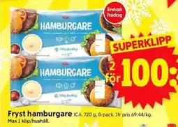 ICA Supermarket ICA Fryst hamburgare erbjuda