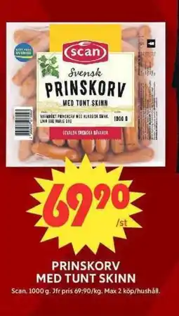 ICA Maxi SCAN Prinskorv med tunt skinn erbjuda