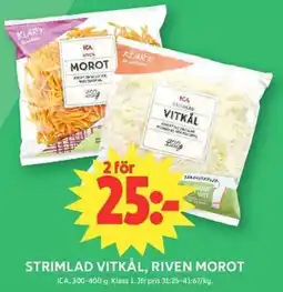 ICA Maxi ICA Strimlad vitkål, riven morot erbjuda