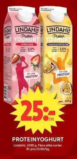 ICA Maxi LINDAHLS Proteinyoghurt erbjuda