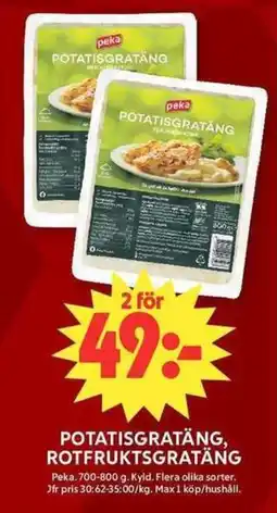 ICA Maxi PEKA Potatisgratäng, rotfruktsgratäng erbjuda