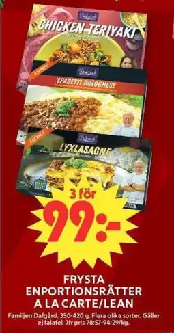 ICA Maxi FAMILJEN DAFGÅRD Frysta enportionsrätter a la carte/lean erbjuda