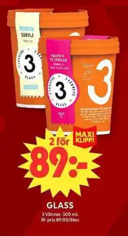 ICA Maxi 3 VÄNNER Glass erbjuda
