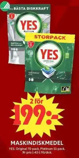 ICA Maxi YES Maskindiskmedel erbjuda