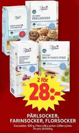 ICA Maxi DANSUKKER Pärlsocker, farinsocker, florsocker erbjuda