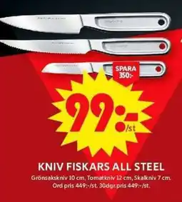 ICA Maxi Kniv fiskars all steel erbjuda