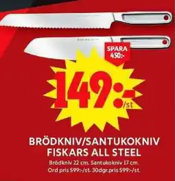 ICA Maxi Brödkniv/santukokniv fiskars all steel erbjuda