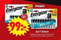 ICA Maxi ENERGIZER Batterier erbjuda