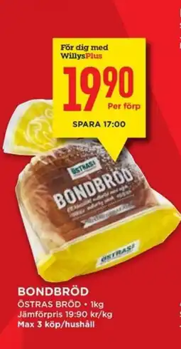 Willys ÖSTRAS BRÖD Bondbröd erbjuda