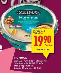 Willys ZEINAS Hummus erbjuda