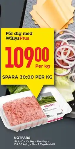 Willys IRLAND Nötfärs erbjuda