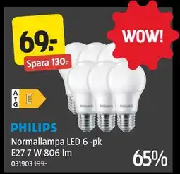 Jula Normallampa LED 6 -pk E27 7 W 806 lm, SEK 69 erbjuda