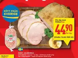 Willys KOKT JULSKINKA, Medlemspris erbjuda